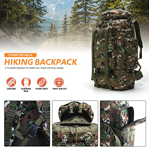 100L Hiking Camping Backpack MOLLE Rucksack Waterproof Daypack for Traveling (Woodland Camo) - color: Woodlandcamo
