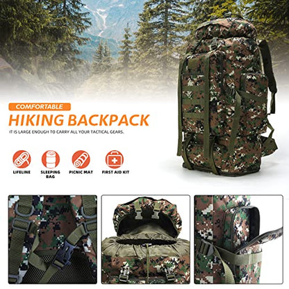 100L Hiking Camping Backpack MOLLE Rucksack Waterproof Daypack for Traveling (Woodland Camo) - color: Woodlandcamo