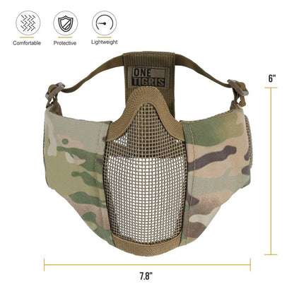 OneTigris Foldable Airsoft Steel Mesh Half Face Mask with Ear Protection - color: Camo Color