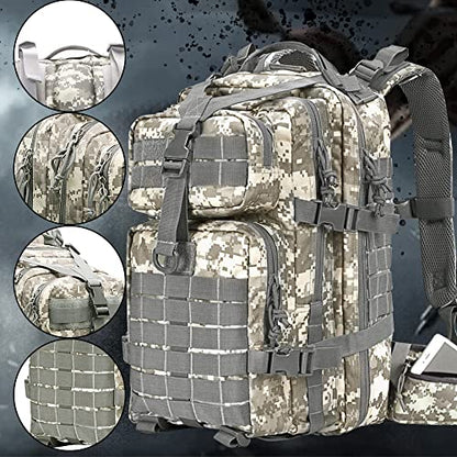 EMDMAK Military Tactical Backpack, 42L Large Military Pack Army 3 Day Assault Pack Molle Bag Rucksack - color: Acu