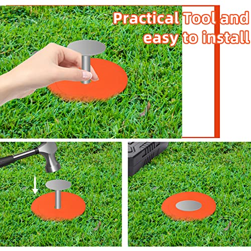 6 Pieces Low Profile Property Markers Orange Rubber Washers Driveway Marker for Low Profile Survey Stakes Screw in Survey Markers Flat Boundary Stakes Land Pins Ground Garden 6 Inches (No Nail