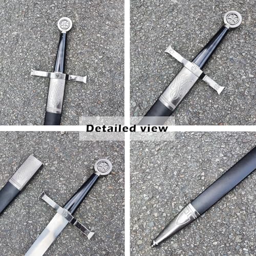 Stainless Steel Medieval Star of David King Solomon Cross Crusader Knight Templar Sword for Collection, Cosplay, Display - style: D-33.9 inch