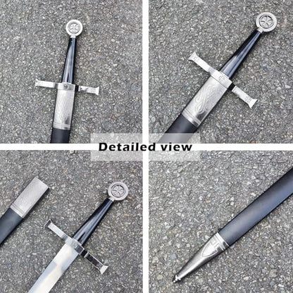 Stainless Steel Medieval Star of David King Solomon Cross Crusader Knight Templar Sword for Collection, Cosplay, Display - style: D-33.9 inch