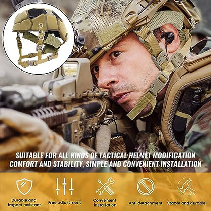Tactical Helmet Pads and Helmet Chin Strap Replacement Adjustable for Tactical Fast MICH ACH Bump FMA EXF Helmet Replacement Accessories Kit - color: khaki