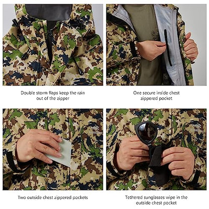 BASSDASH Walker-LW Breathable Waterproof Fishing Hunting Wading Jackets with Silent Outer Fabric for Men Women - color: Highland, size: 3X-Large