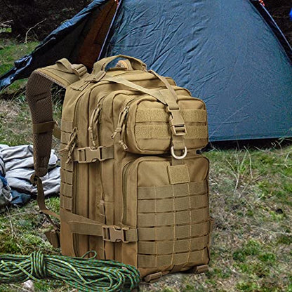 EMDMAK Military Tactical Backpack, 42L Large Military Pack Army 3 Day Assault Pack Molle Bag Rucksack - color: Tan