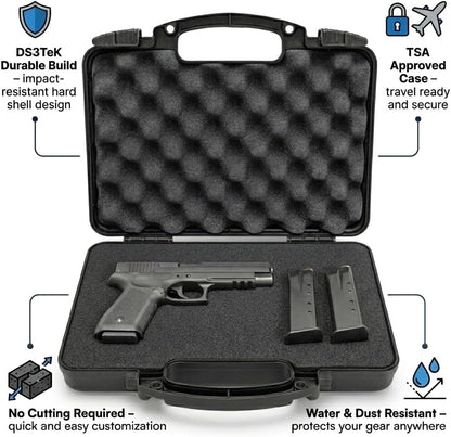 TSA Hard Pistol Case, Crushproof Pick and Pluck Foam Handgun Revolver Case - color: Urban GRAY