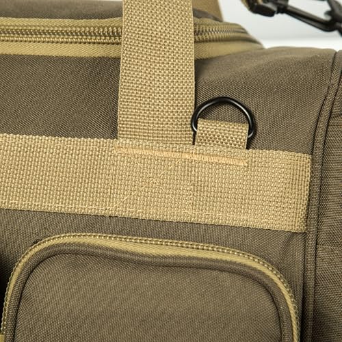 Heavy Duty Range Duffel Quality Tactical Gear Travel Sports Equipment Gym Bag Lockable Zippers with US Flag Patch (27" Khaki) - size: 27" Khaki