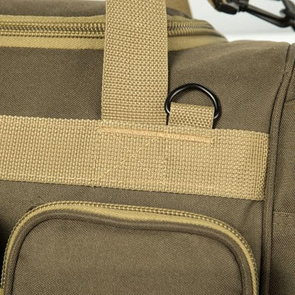 Heavy Duty Range Duffel Quality Tactical Gear Travel Sports Equipment Gym Bag Lockable Zippers with US Flag Patch (27" Khaki) - size: 27" Khaki