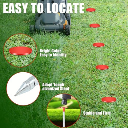 8 Pack Rebar Survey Marker Stakes 12 Inch Long Heavy Duty Red Property Line Marker Stakes for Paving Stones, Gardens, Lawn Edges, and Weed Barriers - color: Red